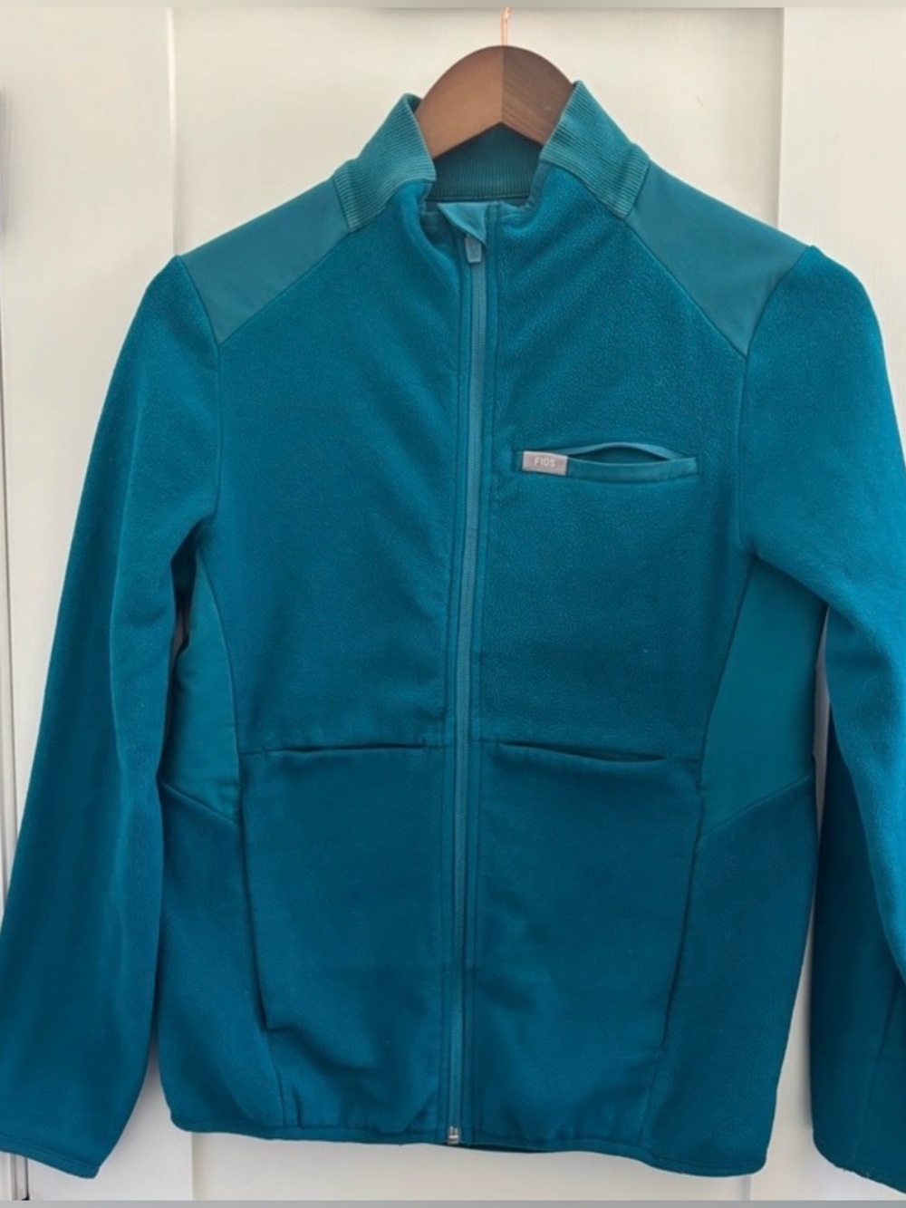 Figs Teal Fleece Jacket XS